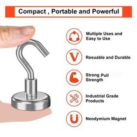 Móc Nam Châm Bằng Thép Không Gỉ Chịu Lực 15KG Có Giá Đỡ Cho Nhà Bếp / Văn Phòng
