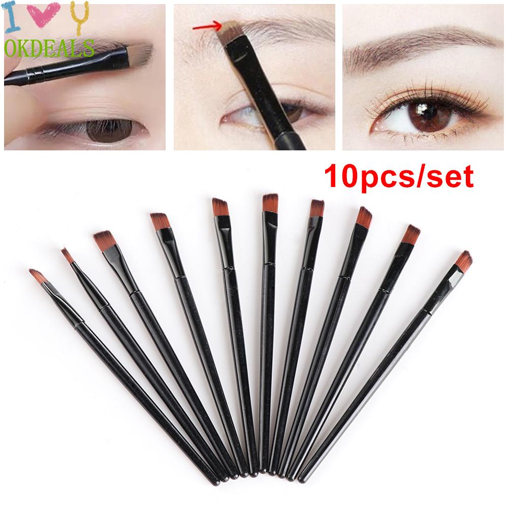 💎OKDEALS💎 10PCS Professional Eyebrow Brush Fashion Makeup Brushes Brow outline Cosmetic Blending Eyebrow Amazing Angled Synthetic Bristles Beauty Tools Eyeshadow