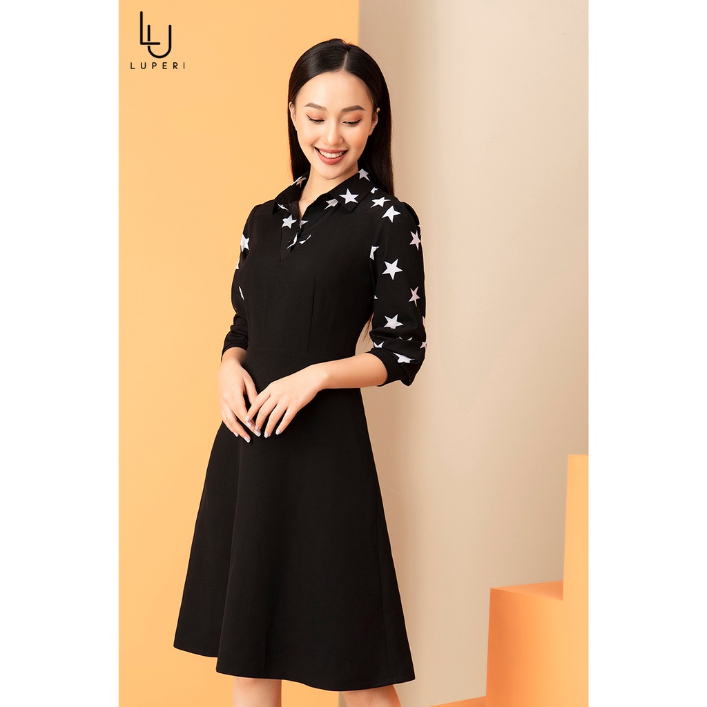 Váy Công Sở Nữ Cao Cấp LUPERI Dáng Xòe Nhẹ Nhàng, Cổ Đức Lịch Sự Trẻ Trung LFV3117