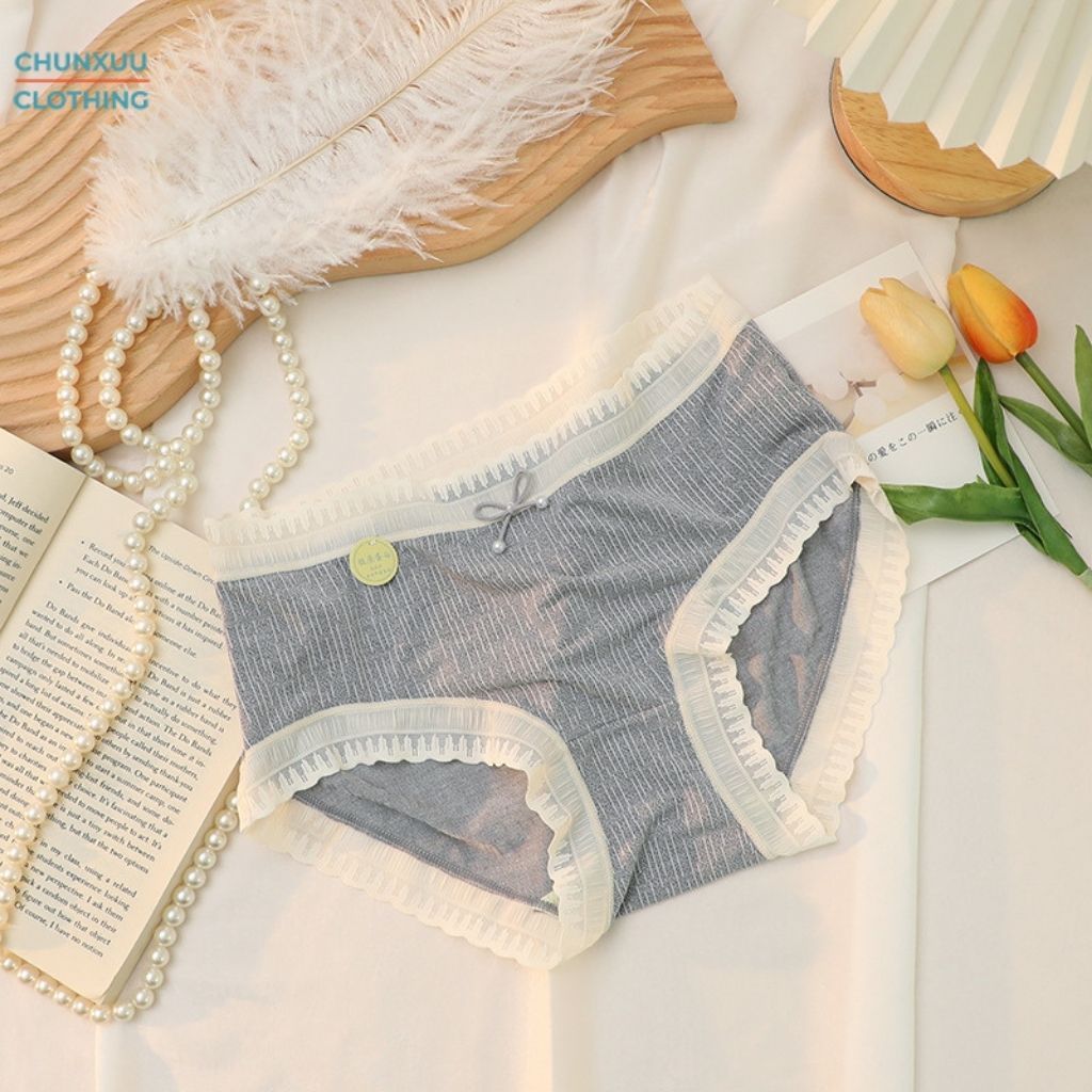 Quần lót nữ cotton cao cấp Chunxuu phối viền ren mềm mại dễ thương - QC50