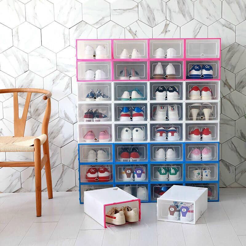 Hộp Đựng Giày Dép Nắp Nhựa Cứng Trong Suốt