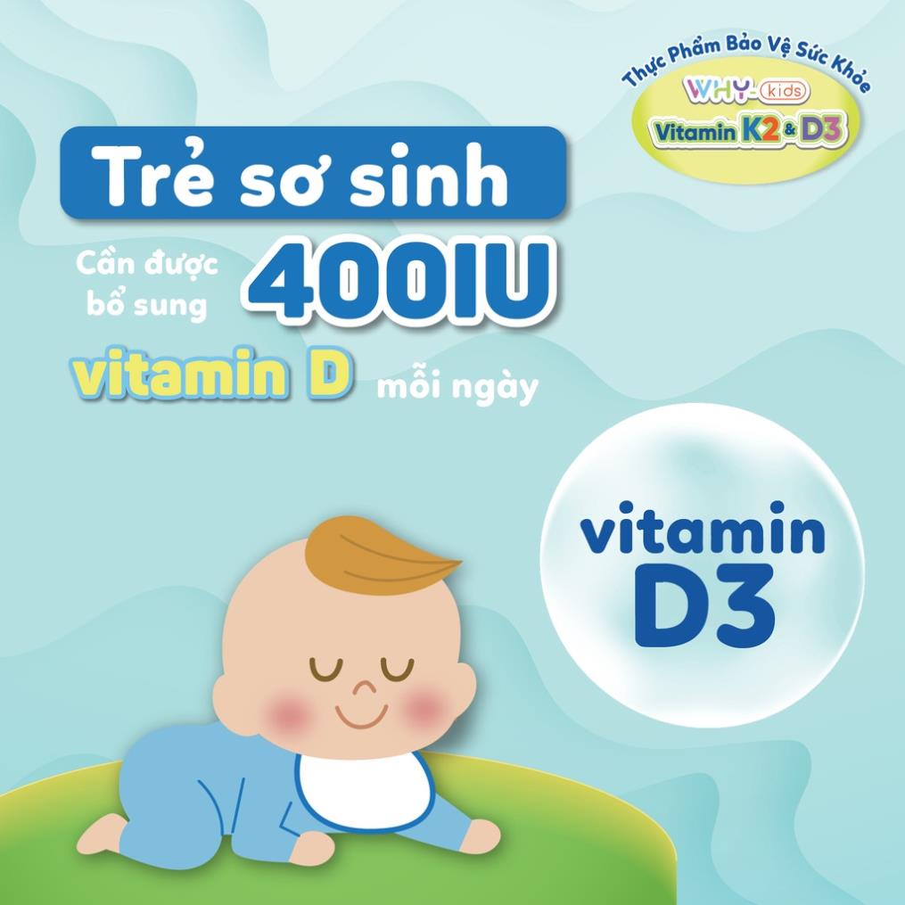 Chai xịt Why-Kids bổ sung Vitamin D3 và K2 cho bé, tăng cường hấp thu Canxi hỗ trợ phát triển chiều cao 15ml