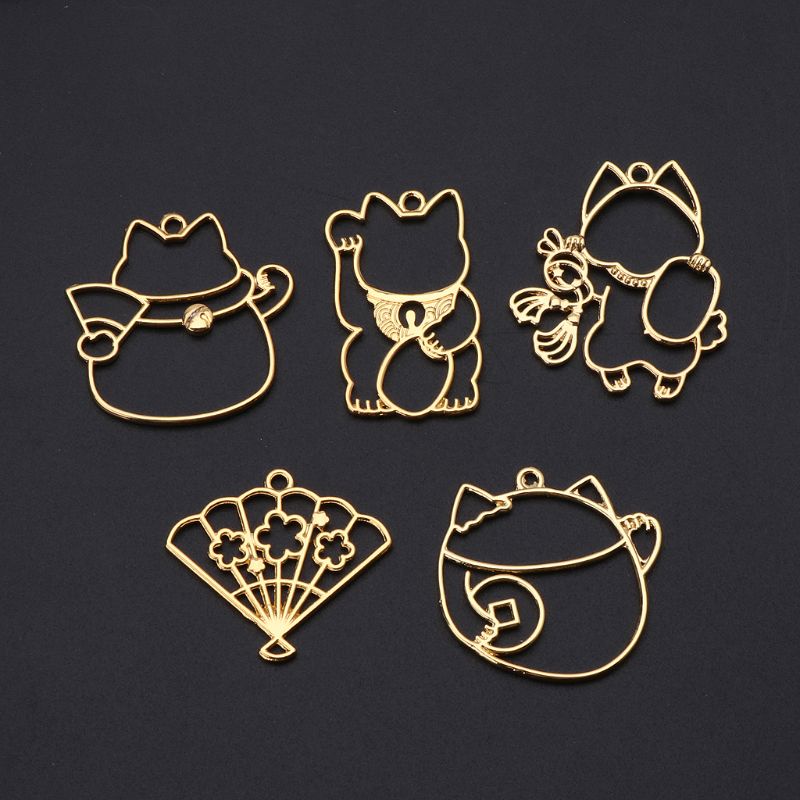 San * Khuôn Epoxy Viền Rỗng Làm Mặt Dây Chuyền Hình Mèo May Mắn Cho Lễ Phục Sinh