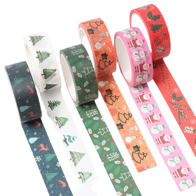 Set 18 Cuộn Băng Dính Washi Họa Tiết Giáng Sinh Trang Trí Thủ Công DIY