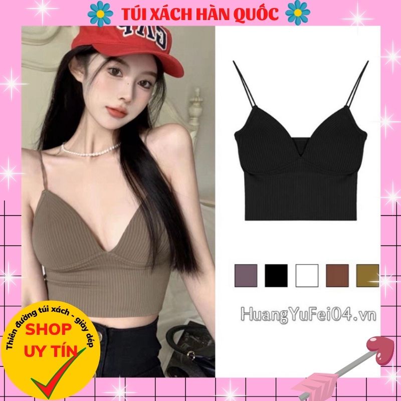 Áo Croptop , Áo Bra Nữ 2 Dây Mảnh Cổ V Dáng Lửng Có Đệm Ngực Trend Mới 325