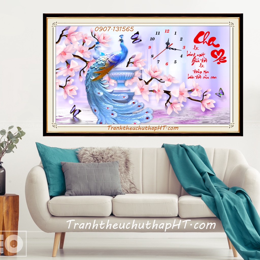 Tranh đính đá - Tranh thêu chữ thập Cha mẹ LV3463 - Chưa thêu
