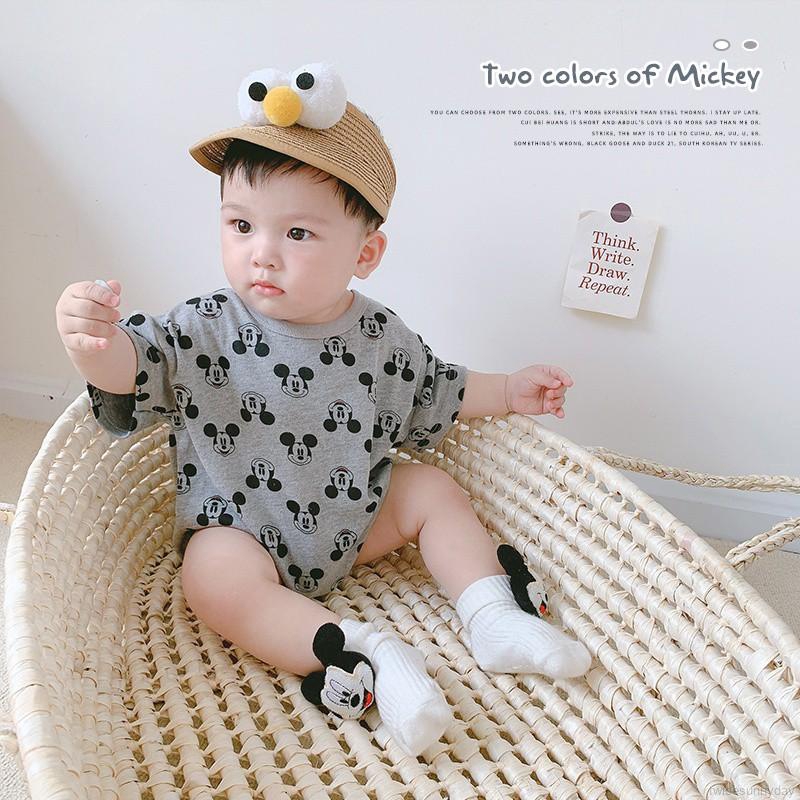 Bộ Áo Liền Quần Tay Ngắn In Hình Động Vật Xinh Xắn Dành Cho Trẻ Sơ Sinh