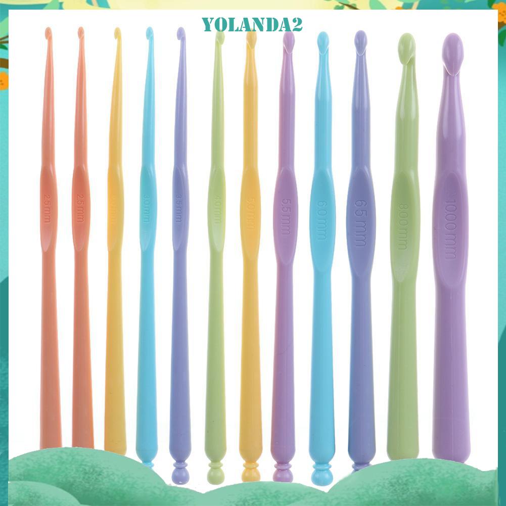 Bộ 12 Móc Đan Len Bằng Nhựa 2-10mm