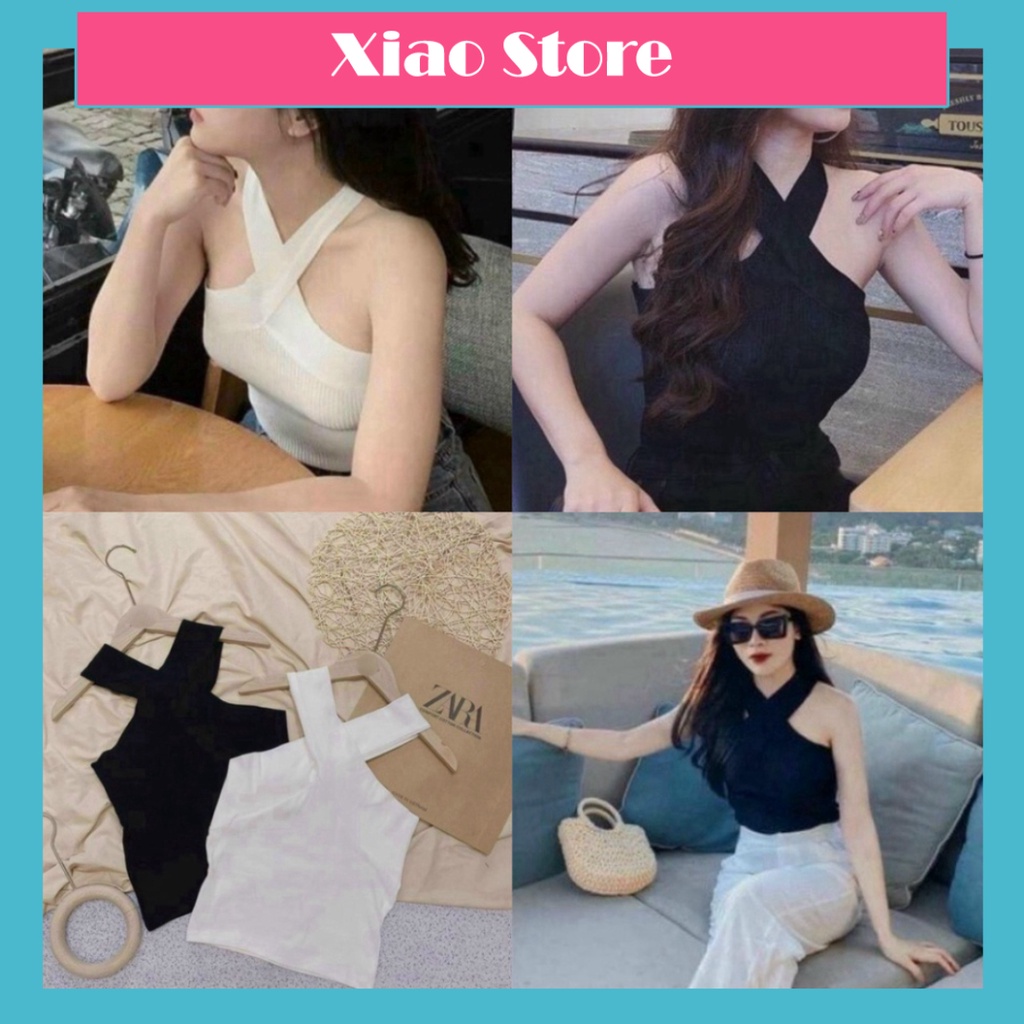 Áo 2 dây kiểu nữ mặc được 2 kiểu chất zip hàng đẹp co và giãn A70 Xiao shop sang chảnh. trendy hot girl xiao shop