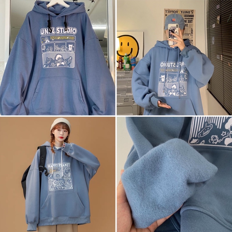 Áo Hoodie Form rộng Unisex Nam/ Nữ chất Nỉ bông cực mịn ấm siêu xinh ( Kèm Ảnh + Video thật cận chất vải)