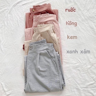 Quần ống rộng đũi lưng thun.