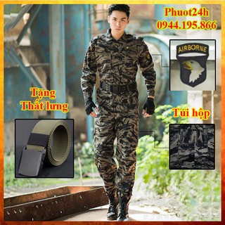 [Mẫu Mới] Bộ Quần Áo Lính Mỹ US ARMY Túi Hộp Rằn Ri