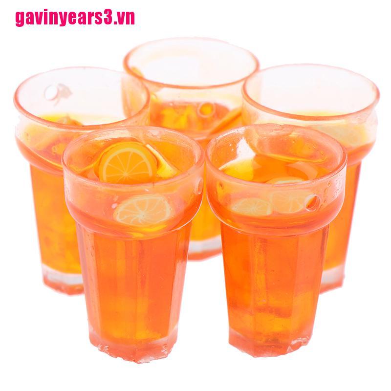 [GAV3]5Pcs 1:12 Dollhouse Miniature Food Lemon Tea Cups Doll House Drinks Model Toy