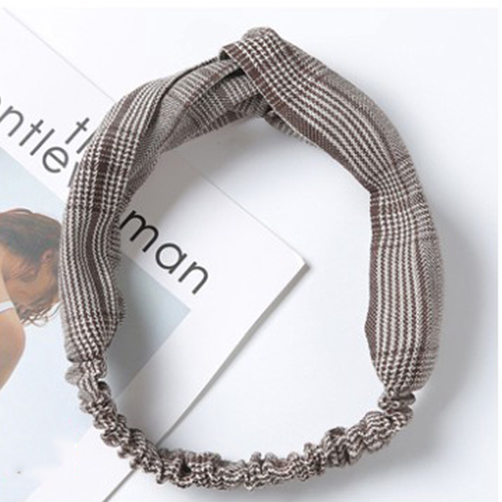 Băng đô cài tóc in họa tiết ca rô kiểu dáng thời trang