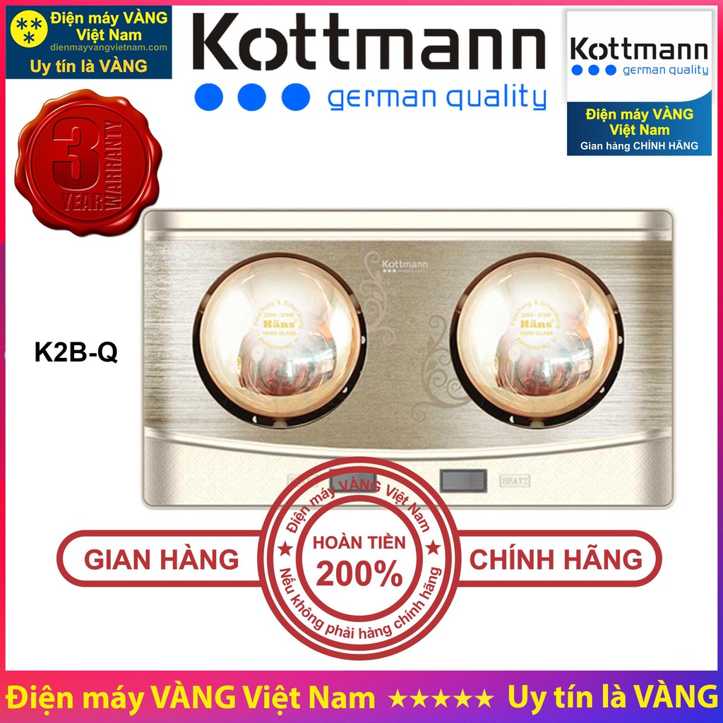 Đèn sưởi nhà tắm Kottmann K2B-H K3B-H K2B-Q K3B-Q K2B-HW-G K4B-G K9S K9R K4B-T - Hàng chính hãng