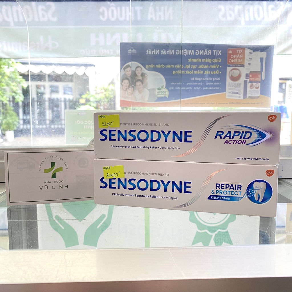 Kem đánh răng giảm ê buốt Sensodyne Repair Protect & Fresh Mint & Cool Gel & Rapid Action & Gentle Whitening