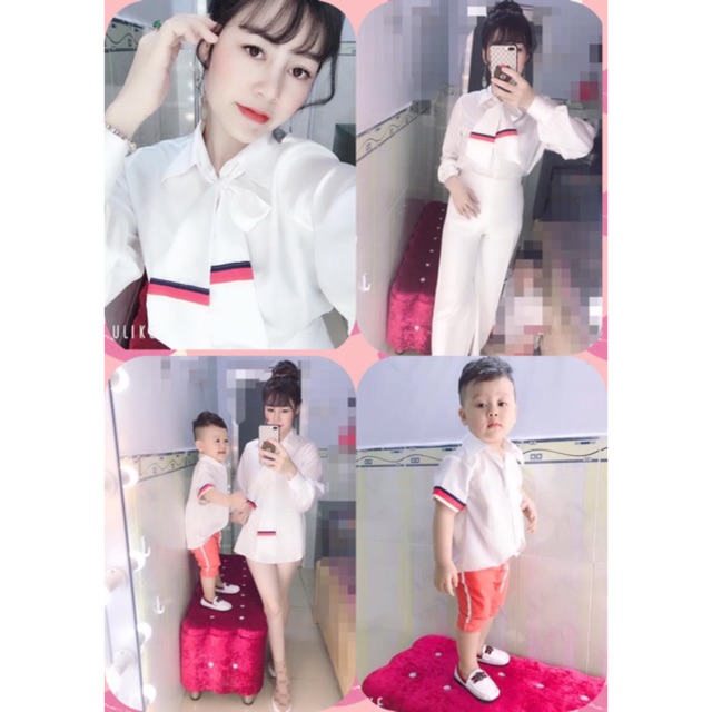 Sơ mi đôi phối cho mẹ & bé