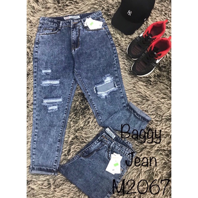 Quần baggy jean rách nữ