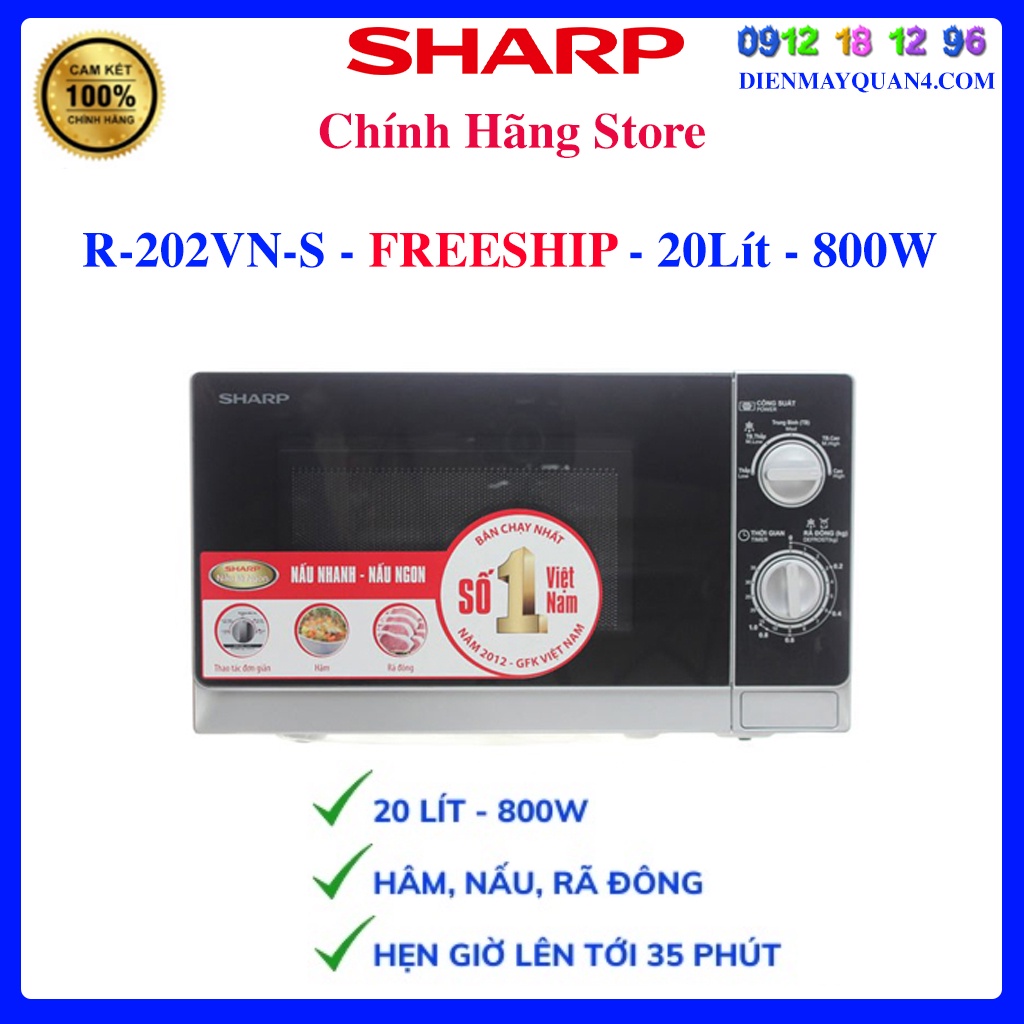 [Mã ELHAMS5 giảm 6% đơn 300K] R202VN - Lò vi sóng Sharp 20 lít R-202VN-S