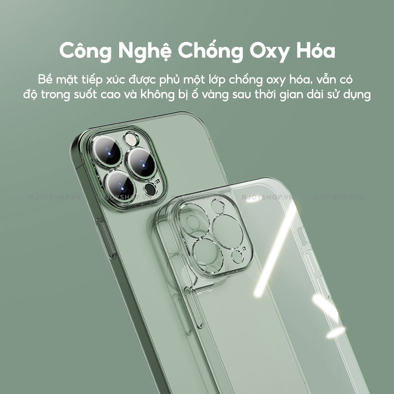 Ốp Lưng Trong Suốt Chống Ố Vàng Memumi Glitter Camshield Mặt Lưng Pc Cứng Chống Trầy Viền Bảo Vệ Camera Cho Ip13 Pro Max