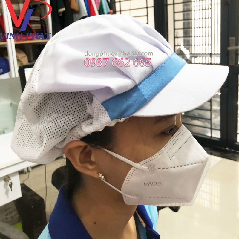 Nón Vải Lưới Đủ Màu Sắc Trùm Tóc Công Nhân Sản Xuất Thực Phẩm, Thuỷ Sản   - Hình thật, có sẵn.