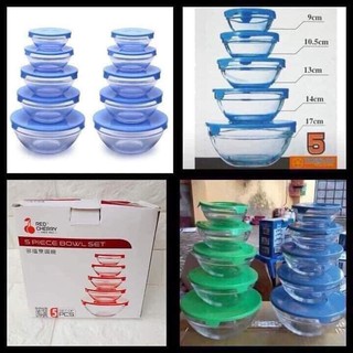 Set 5 bát thủy tinh có nắp đậy