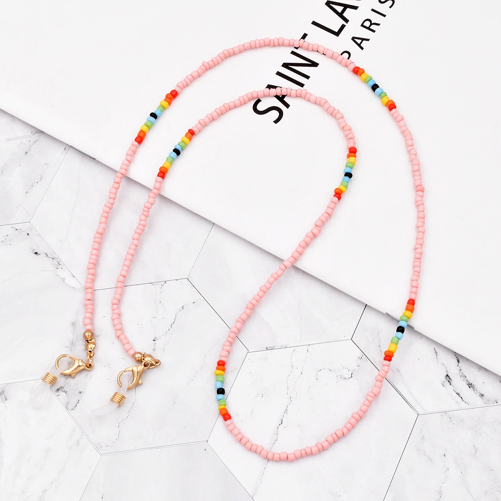 Dây Đeo Mắt Kính Xỏ Hạt Millet Màu Sắc Cầu Vồng Chống Mất