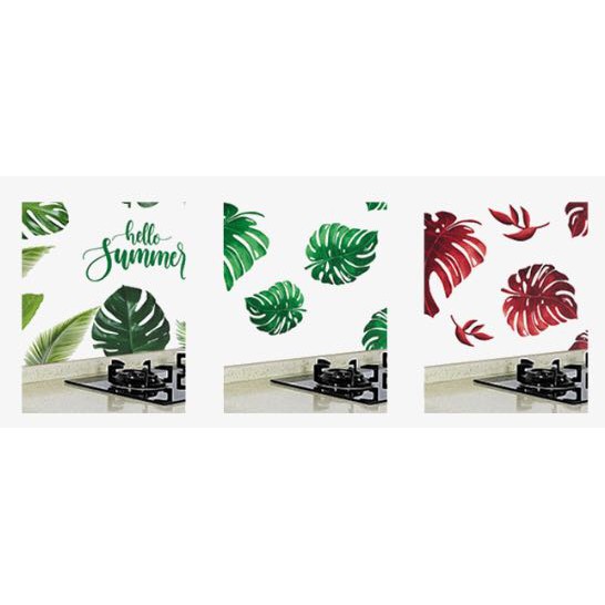 Decal dán bếp tráng nhôm chịu nhiệt - mẫu Dương Xỉ Đỏ
