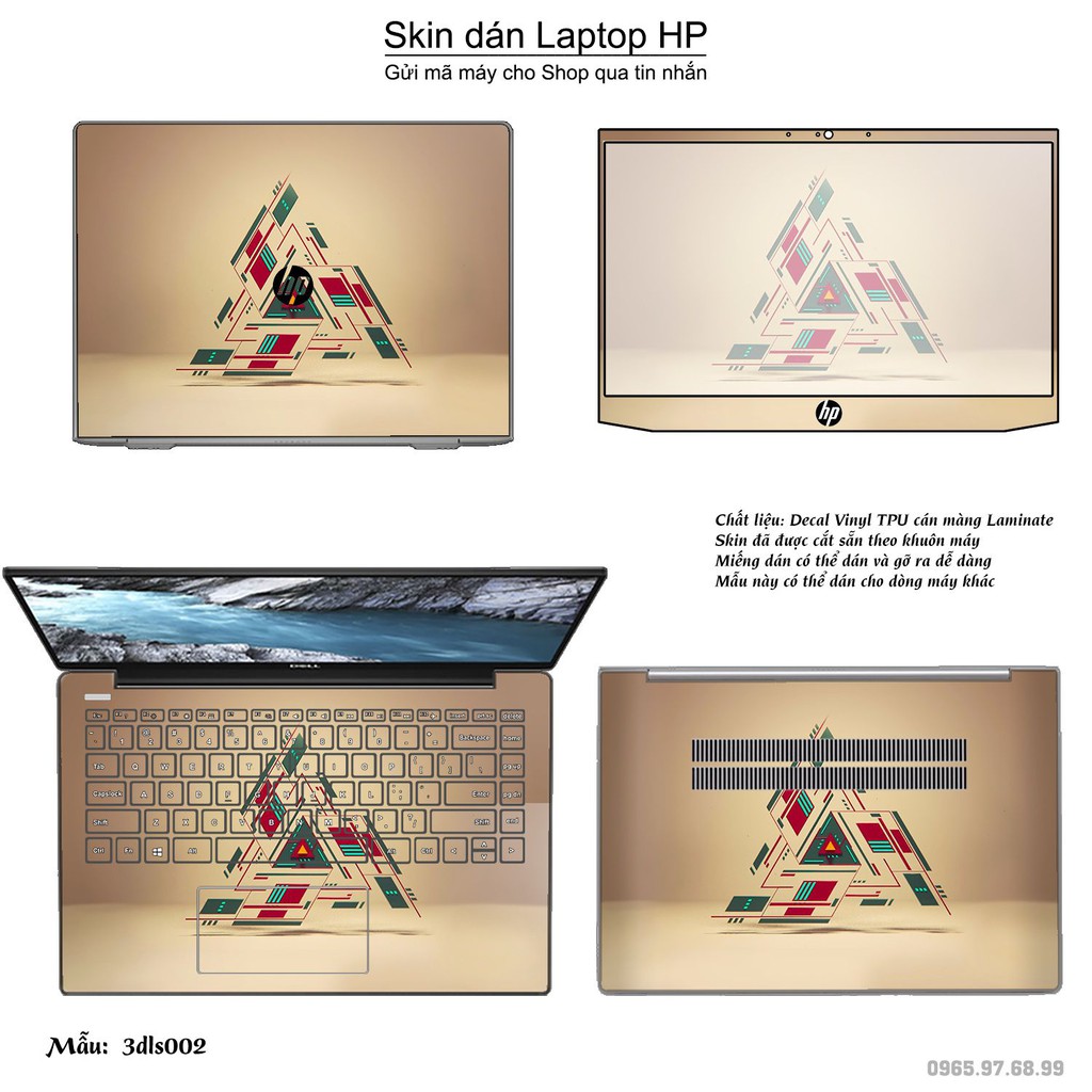 Skin dán Laptop HP in hình 3D (inbox mã máy cho Shop)