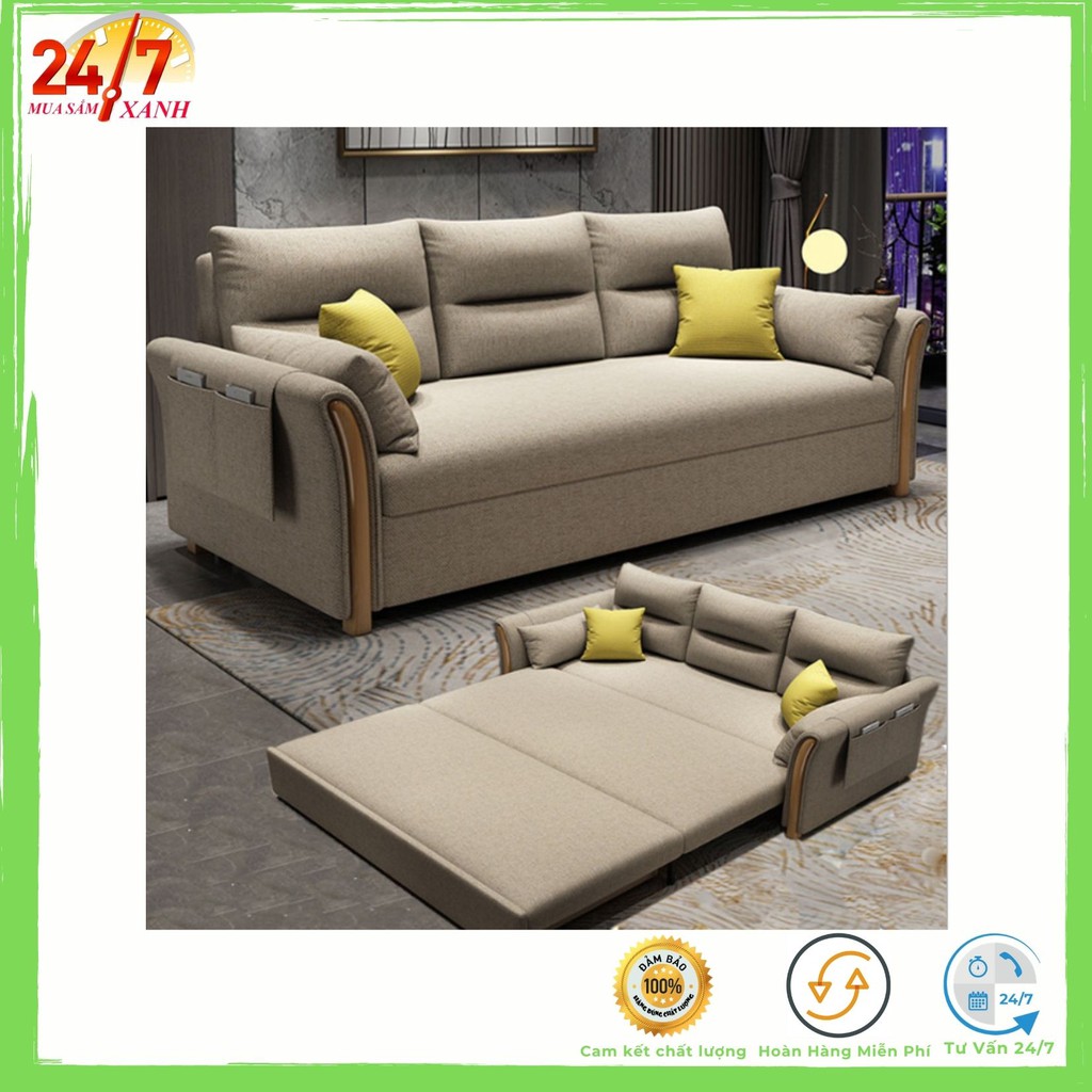 (Hàng Cao Cấp) Giường Sofa đa năng thông minh - ( có khoang để đồ) KT : 190 x 150 cm ( Màu Vàng Nhạt, Xám Đậm)