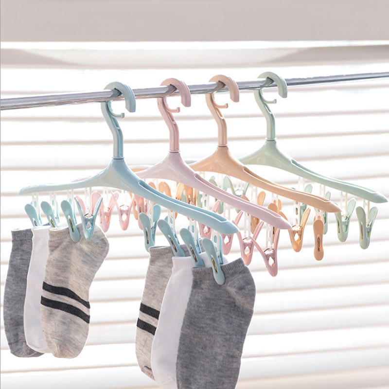 Multifunctional Hanger Plastic Windproof Clip For Underwear Sock Clothes Drying Racks 1pc