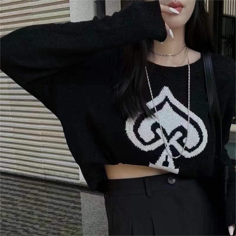 Áo ZHELIHANGFEI dệt kim tay dài lưng cao quyến rũ thời trang xinh xắn cho nữ