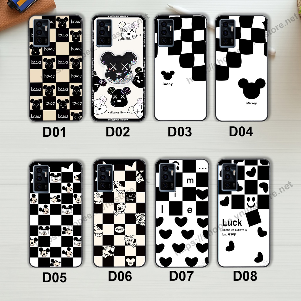 Ốp lưng Vivo V23E - Vivo V23 5G trái tim họa tiết caro, mikey họa tiết beabrick kaws cute