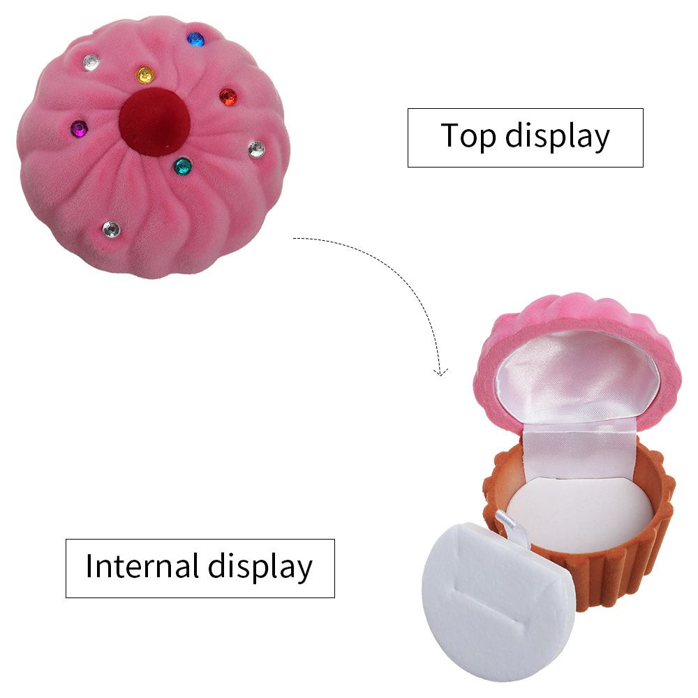 Hộp đựng trang sức nhẫn làm quà tặng hình bánh kem bằng flannel