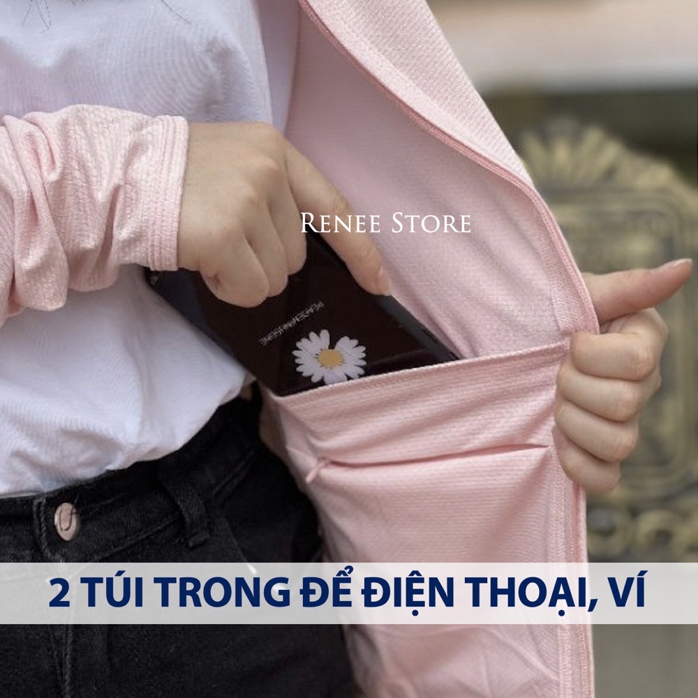 Áo chống nắng nữ RENEE vải thông hơi kim cương áo khoác chống nắng khóa túi lưới thông hơi chống tia UV- CN01