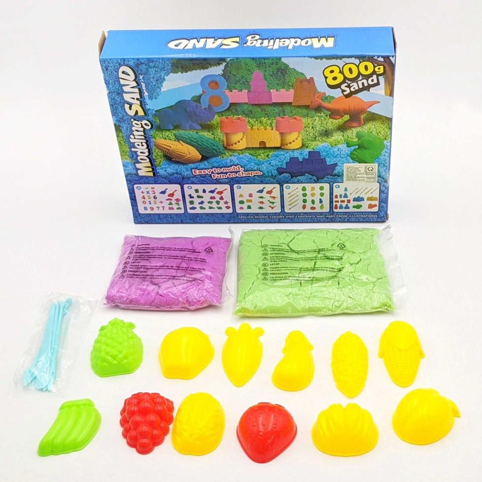 Bộ đồ chơi đất sét cát nặn Modeling Sand và khuôn trái cây - 800g cát