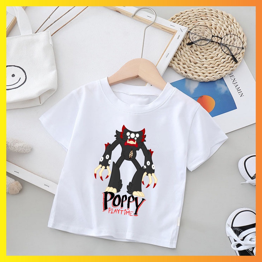 Áo thun Huggy Wuggy TShirt Poppy Playtime áo phông gia đình cặp đôi màu trắng có size cho bé trai bé gái