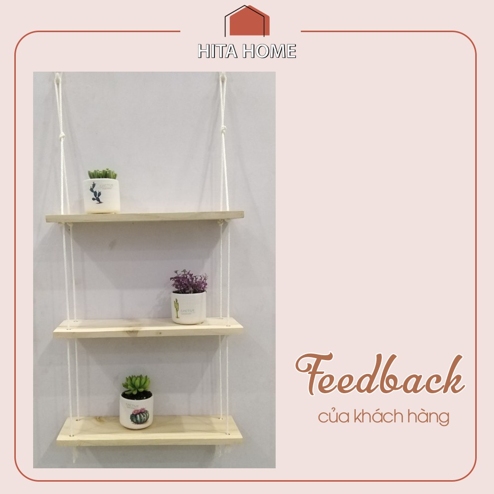 Kệ gỗ treo tường loại 3 tầng, phòng ngủ, phòng sách, ban công decor đẹp kích thước 10x30