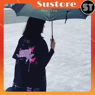 ⚜️HÀNG MỚI VỀ⚜️Áo thun UNISEX BUTTERFLY HEY YOU 2 màu đen trắng