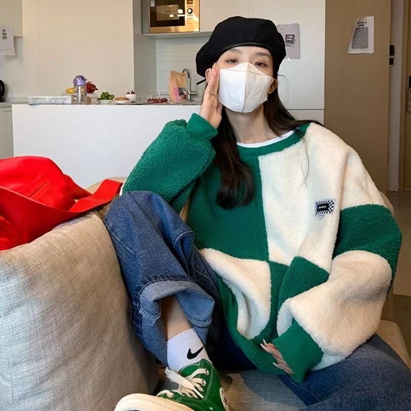 COZOK Áo sweater Tay Dài Dáng Rộng Thời Trang Hàn Quốc