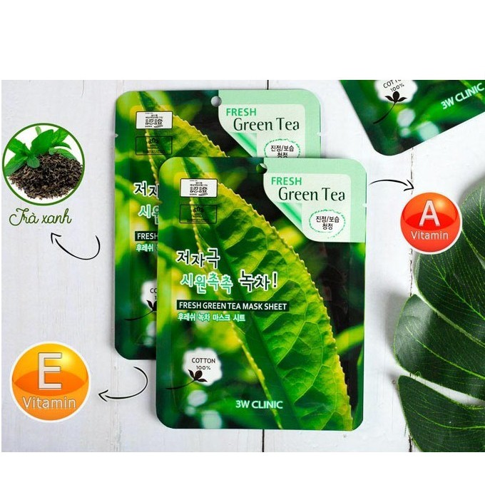 Mặt nạ dưỡng da tinh chất trà xanh 3W Clinic Green Tea Mask Sheet 23ml