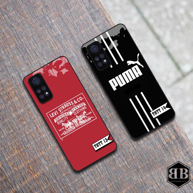 Ốp lưng kính cường lực Xiaomi Redmi Note 11 4G / Redmi Note 11S logo thời trang