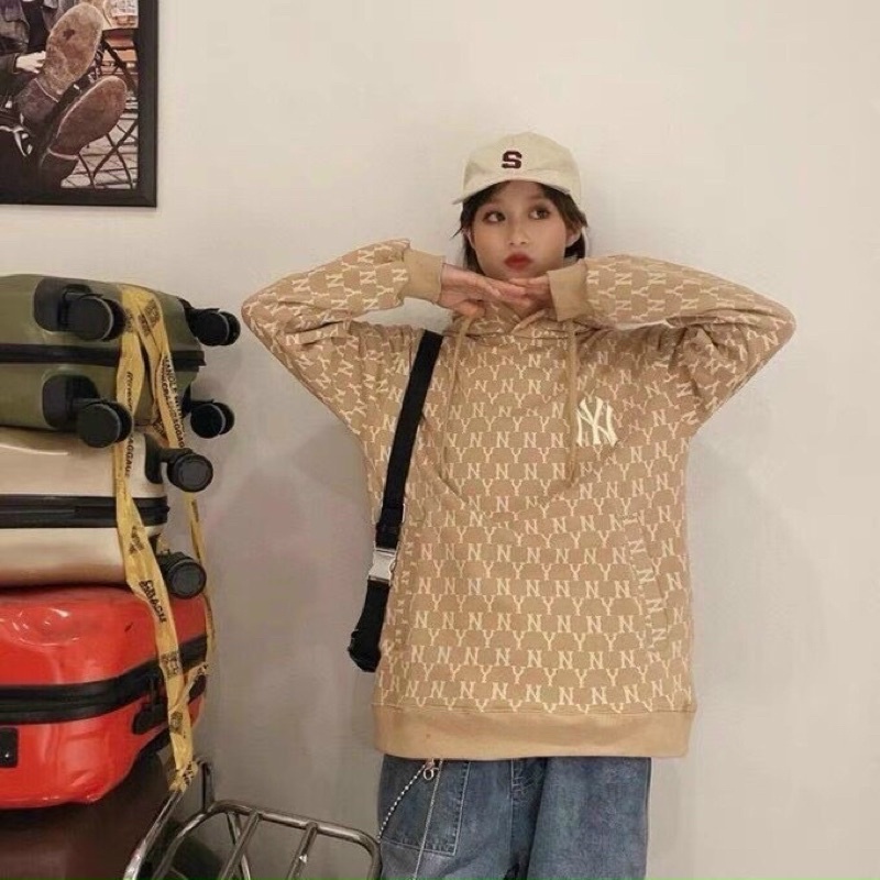 Áo nỉ chui hoodie có mũ MLB monogram,chất vải nỉ da cá dày dặn