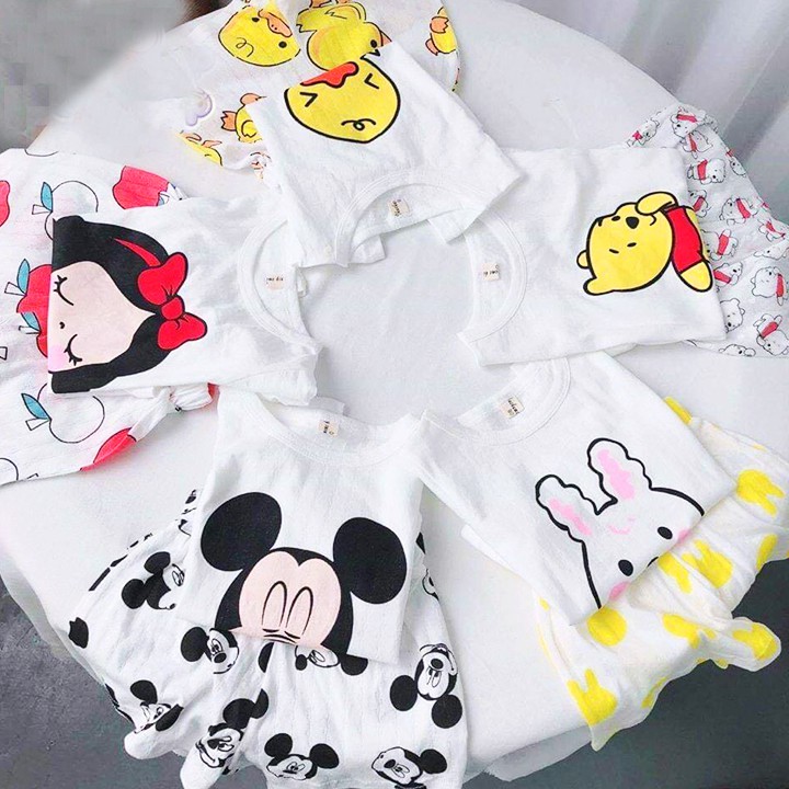 Bộ cotton giấy cộc tay cho bé 4-15kg chất thun co giãn thoải mái đủ họa tiết hoạt hình đáng yêu BBShine - BVN020