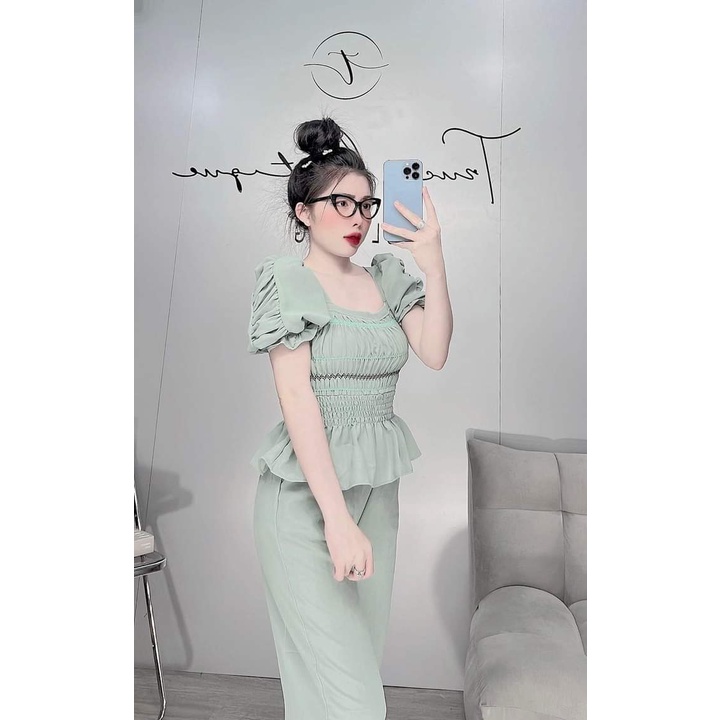 Đồ bộ nữ  áo nhúng thun quần ôm có lưng thun * Set đồ bộ nữ thời trang