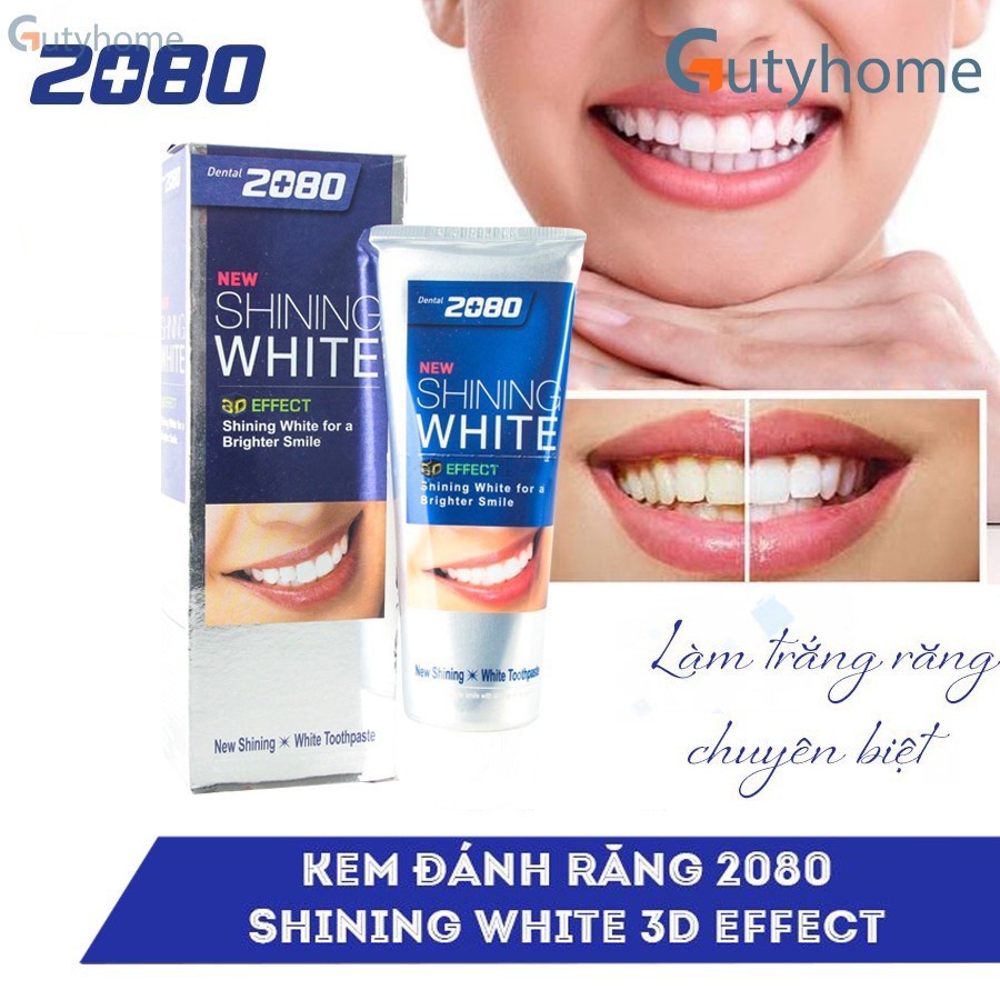 [Kem đánh răng Hàn Quốc] Kem đánh răng tẩy sạch vết ố trên răng, trắng răng 2080 Shining White 3D Effect Hàn Quốc 100g