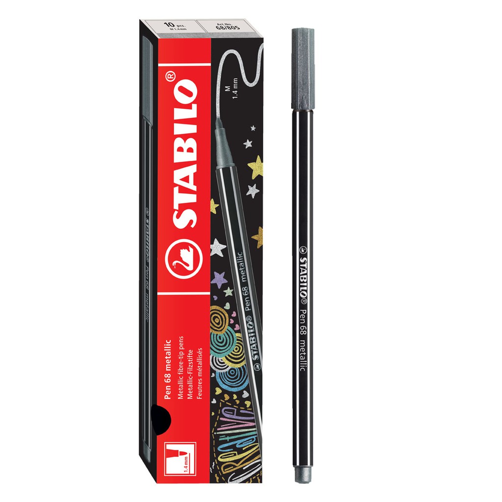 Bộ 10 cây bút lông màu nhũ STABILO Pen68 metallic 1.4mm (PNM68/10)