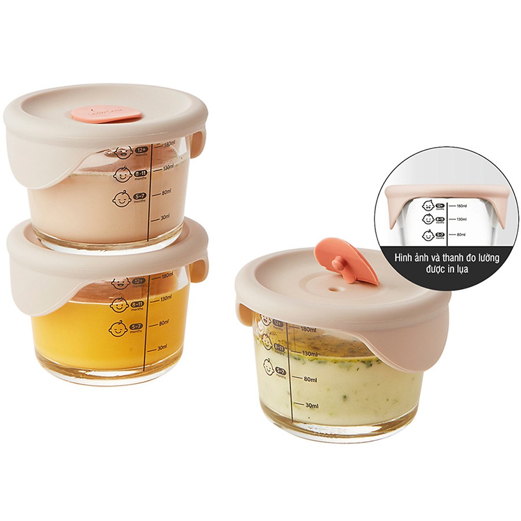 Bộ 3 hộp thủy tinh đựng thức ăn dặm cho bé Lock&Lock 230ml x 3 hộp LLG508S3 - Hàng chính hãng, có vạch chia - JoyMall