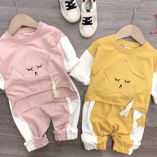 BỘ NỈ HÌNH SAO PHỐI TRẮNG CHO BÉ