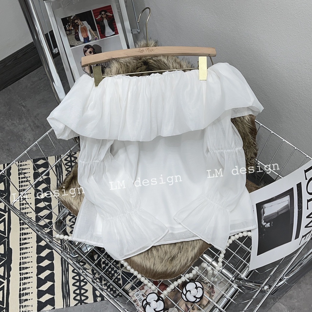 Áo sơ mi trễ vai tay loe siêu xinh